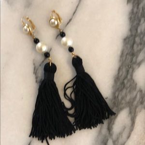 Pearl, gold and black tassel earrings (Shopbop)
